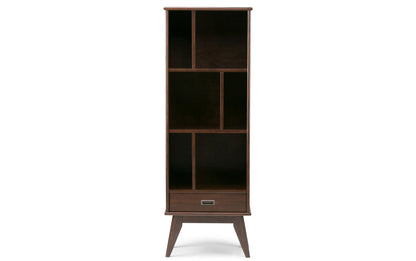 Medium Auburn Brown | Draper 60W TV Stand with Set of Two 22W Cubbie Bookcases w/ Drawer