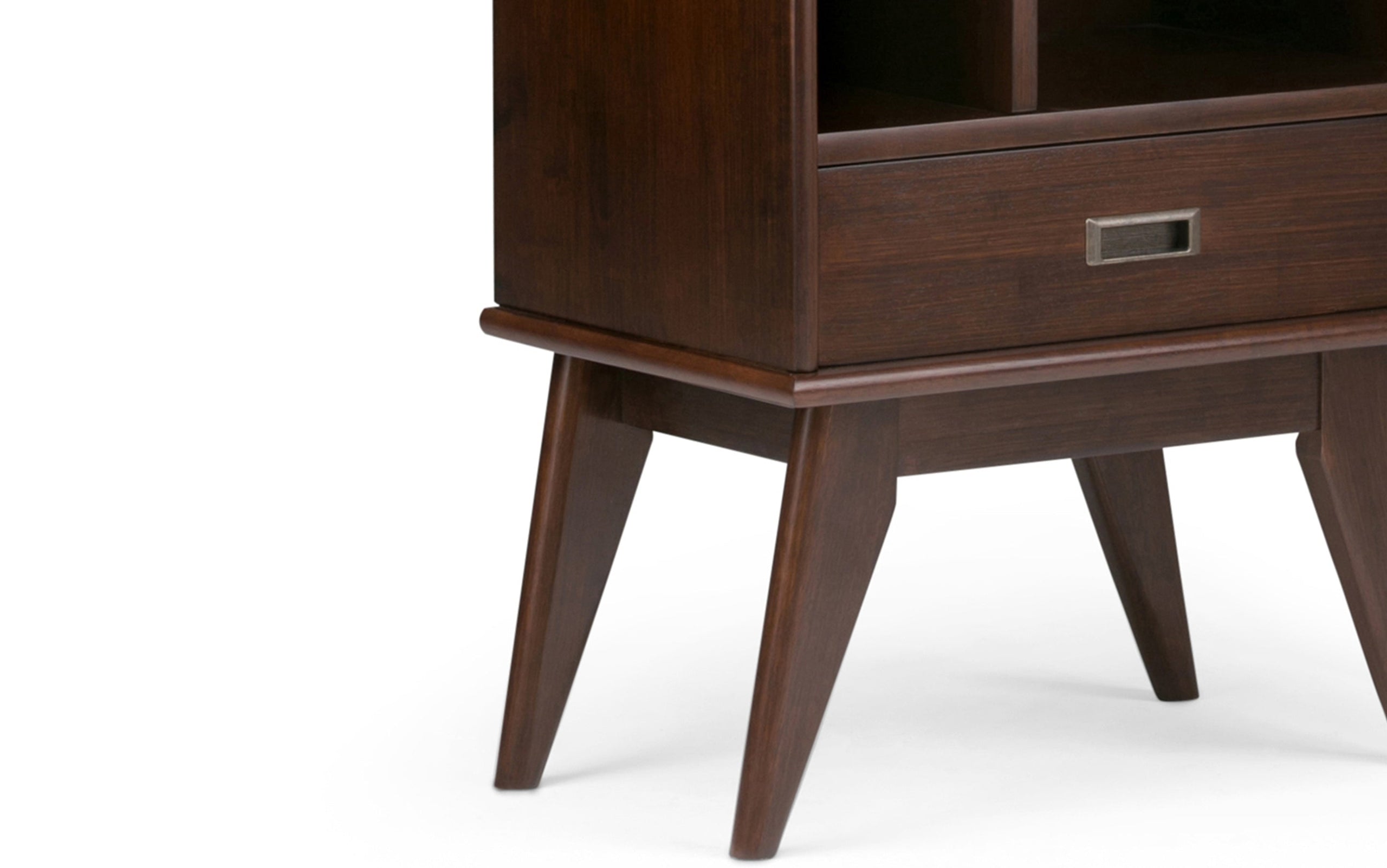Medium Auburn Brown | Draper 60W TV Stand with Set of Two 22W Cubbie Bookcases w/ Drawer
