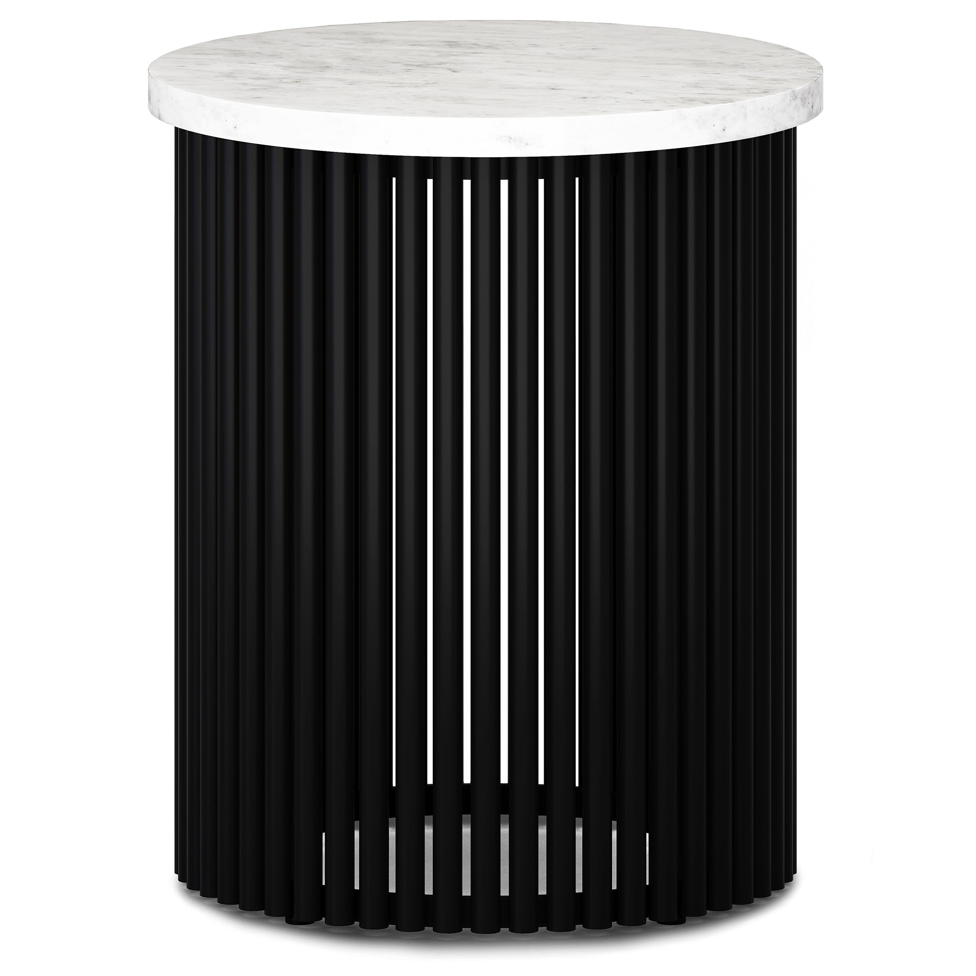 White Marble and Black Marble | Demy Metal and Wood Accent Table