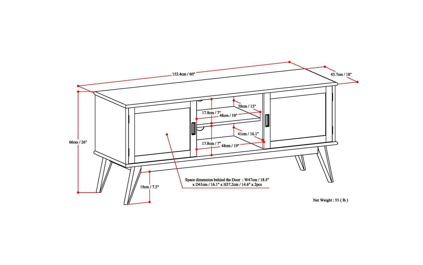 Draper Mid Century Low TV Stand