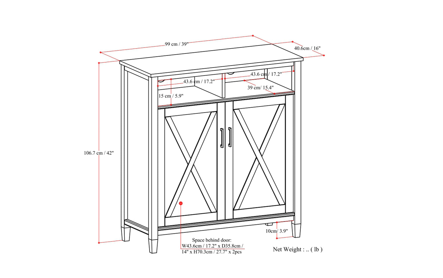Ela 39 inch Storage Cabinet (Set of 2)