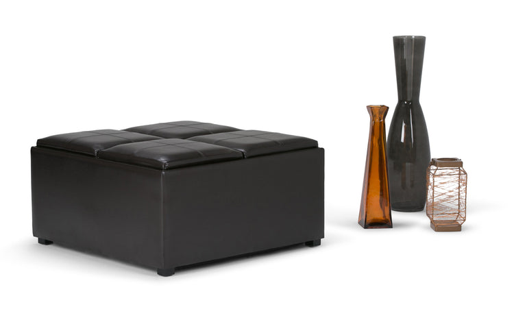 Tanners Brown Vegan Leather | Avalon Table Ottoman in Vegan Leather