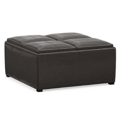 Tanners Brown Vegan Leather | Avalon Table Ottoman in Vegan Leather