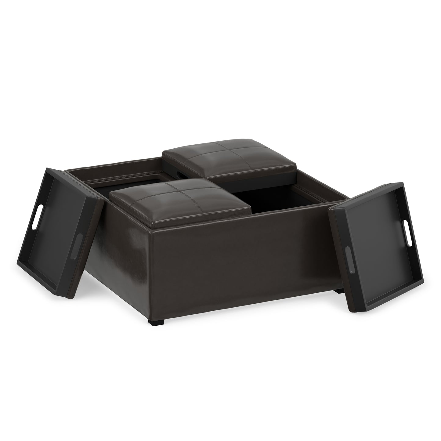 Tanners Brown Vegan Leather | Avalon Table Ottoman in Vegan Leather