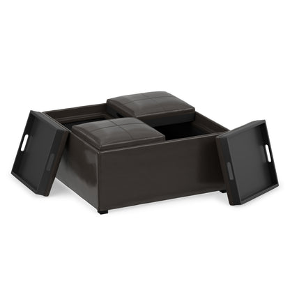 Tanners Brown Vegan Leather | Avalon Table Ottoman in Vegan Leather
