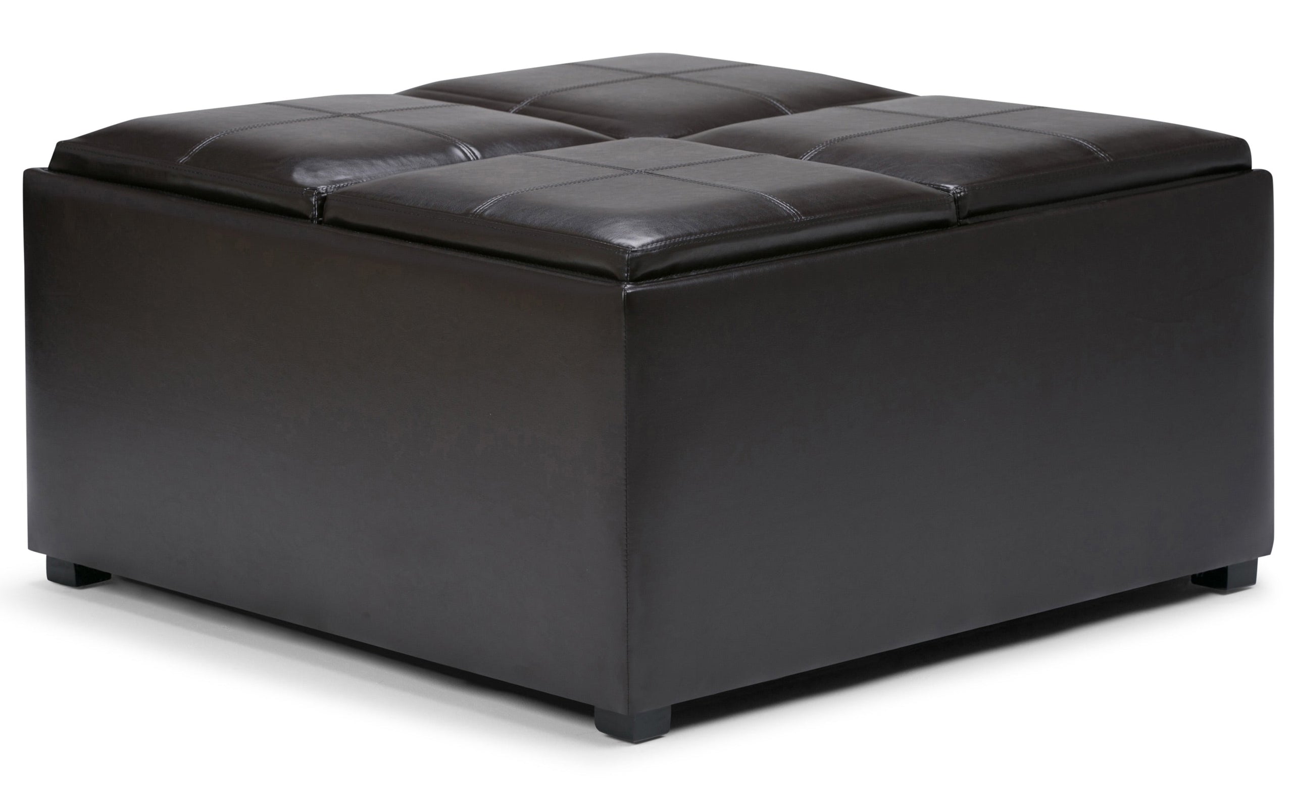 Tanners Brown Vegan Leather | Avalon Table Ottoman in Vegan Leather