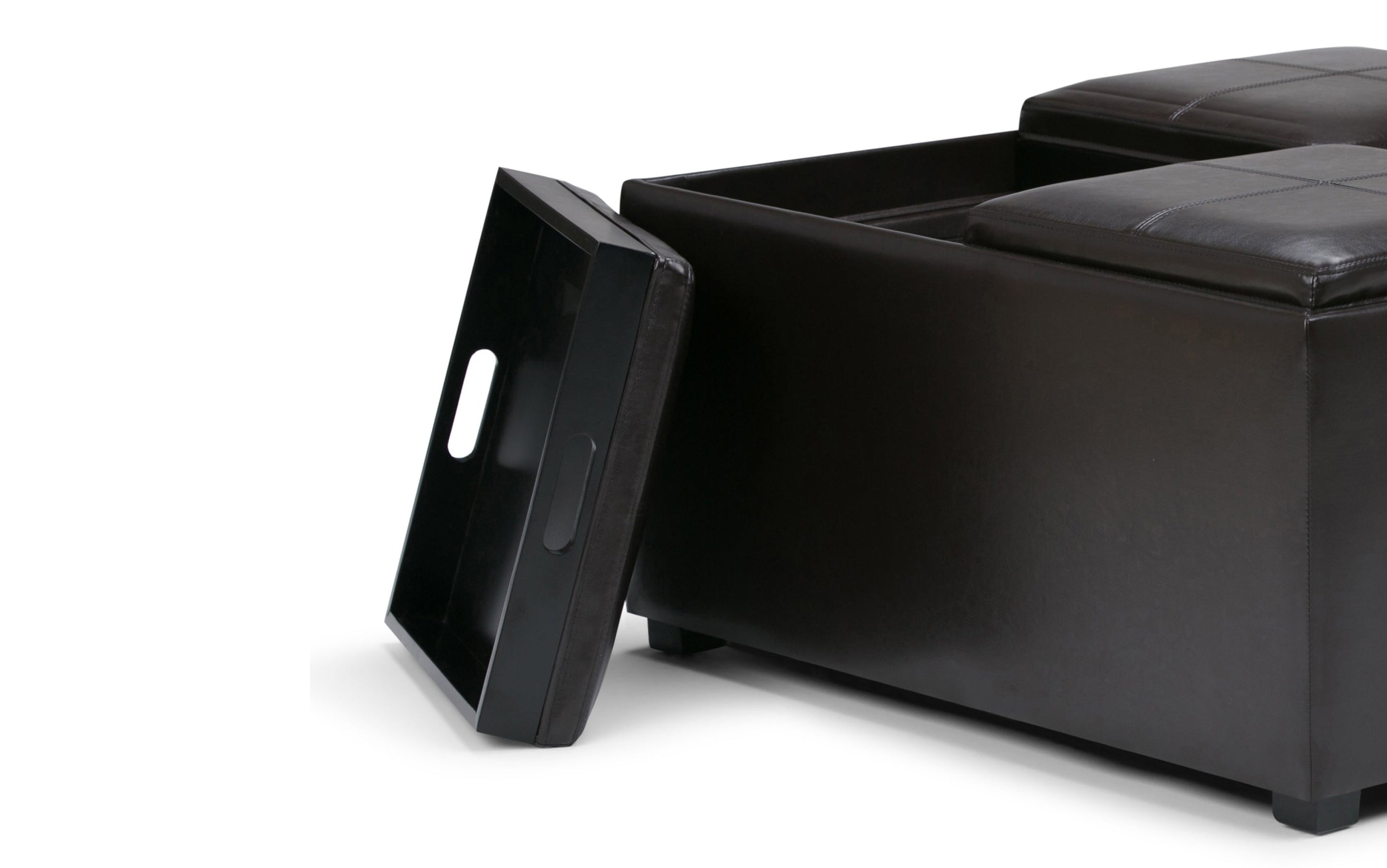 Tanners Brown Vegan Leather | Avalon Table Ottoman in Vegan Leather