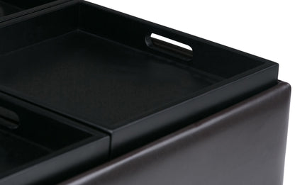 Tanners Brown Vegan Leather | Avalon Table Ottoman in Vegan Leather