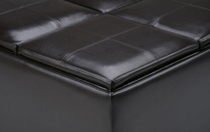 Tanners Brown Vegan Leather | Avalon Table Ottoman in Vegan Leather