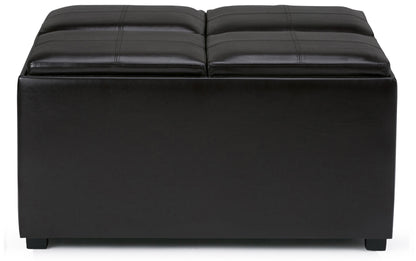 Tanners Brown Vegan Leather | Avalon Table Ottoman in Vegan Leather