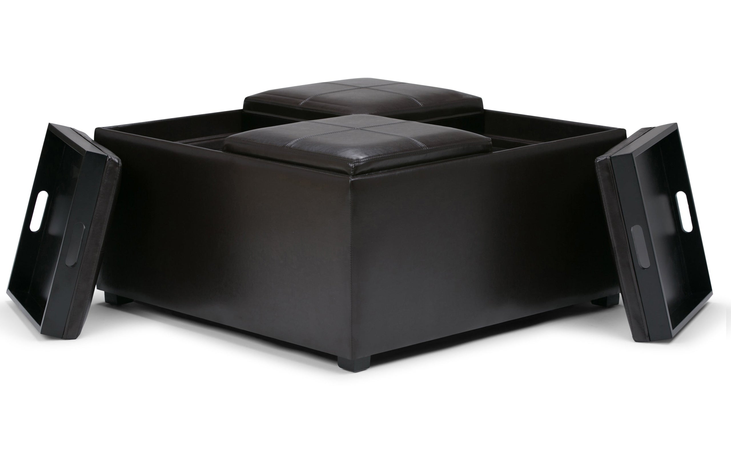 Tanners Brown Vegan Leather | Avalon Table Ottoman in Vegan Leather