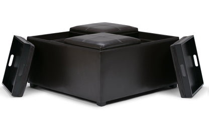 Tanners Brown Vegan Leather | Avalon Table Ottoman in Vegan Leather