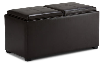 Tanners Brown Vegan Leather | Avalon Vegan Leather 5 piece Storage Ottoman