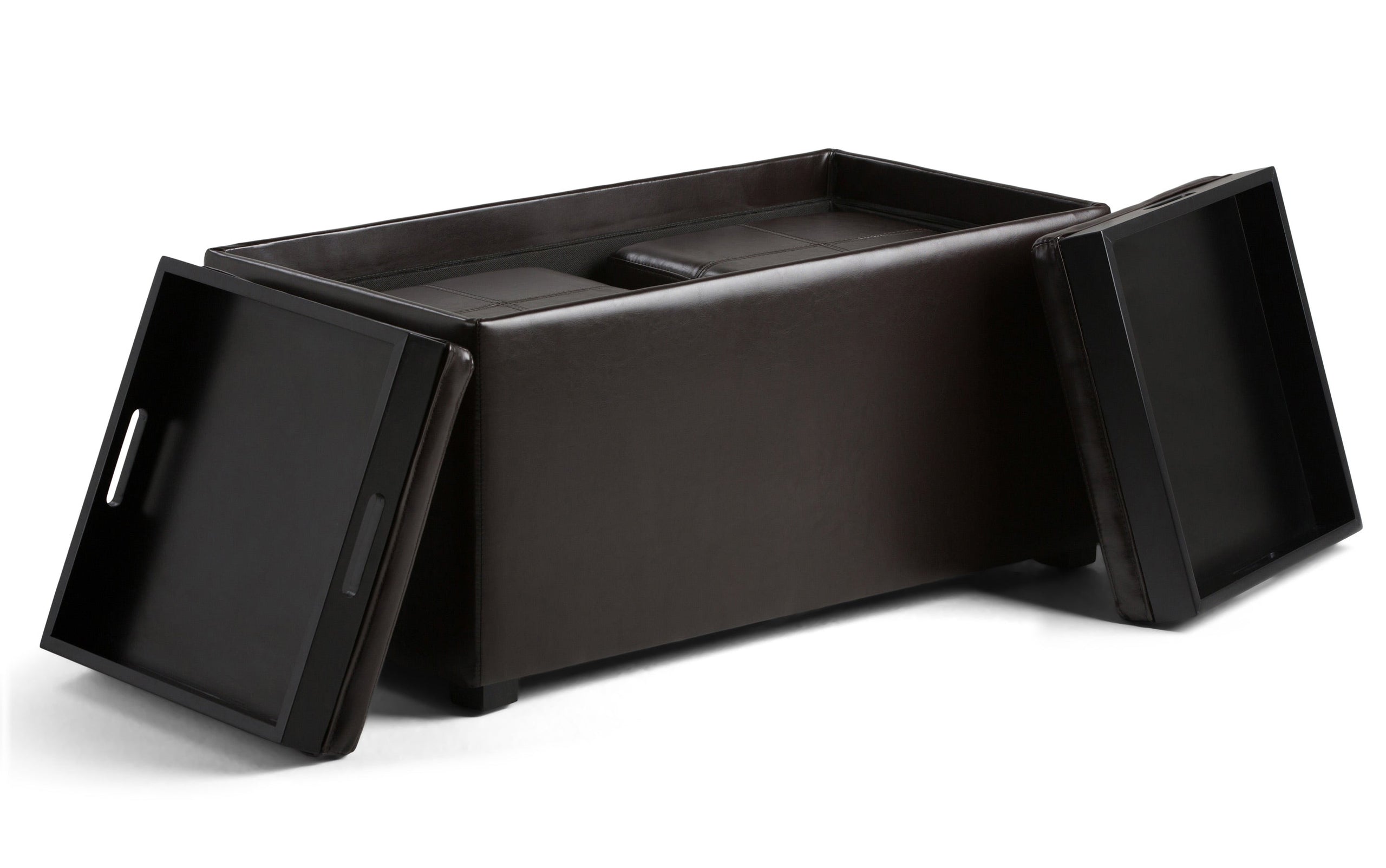 Tanners Brown Vegan Leather | Avalon Vegan Leather 5 piece Storage Ottoman