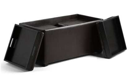 Tanners Brown Vegan Leather | Avalon Vegan Leather 5 piece Storage Ottoman
