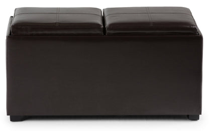 Tanners Brown Vegan Leather | Avalon Vegan Leather 5 piece Storage Ottoman