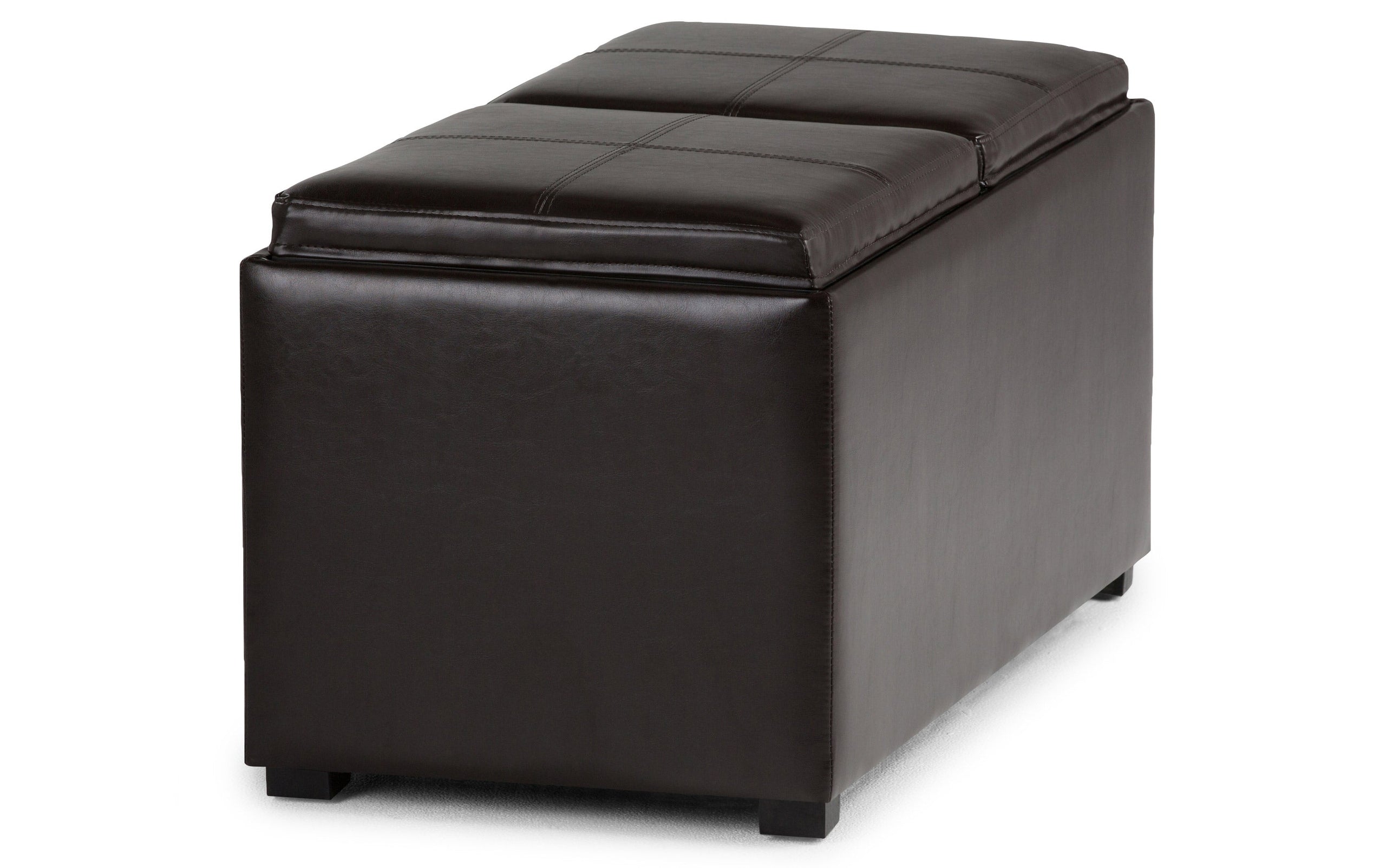 Tanners Brown Vegan Leather | Avalon Vegan Leather 5 piece Storage Ottoman