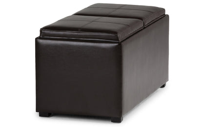 Tanners Brown Vegan Leather | Avalon Vegan Leather 5 piece Storage Ottoman
