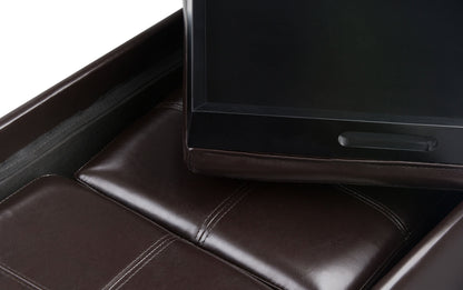 Tanners Brown Vegan Leather | Avalon Vegan Leather 5 piece Storage Ottoman