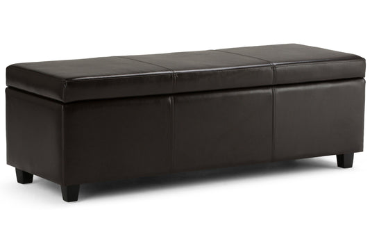 Tanners Brown Vegan Leather | Avalon Storage Ottoman in Vegan Leather