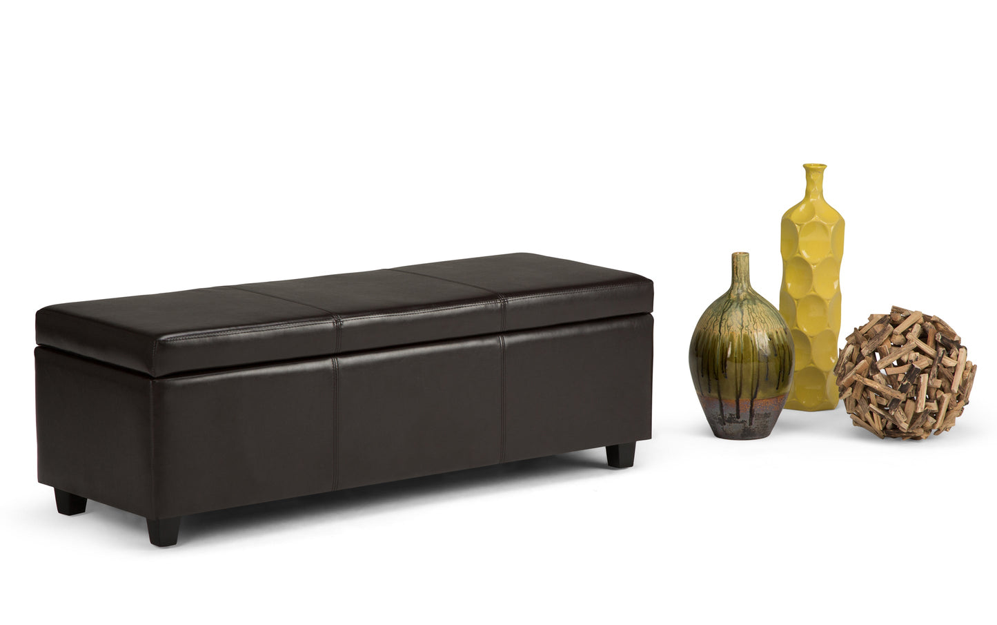 Tanners Brown Vegan Leather | Avalon Storage Ottoman in Vegan Leather