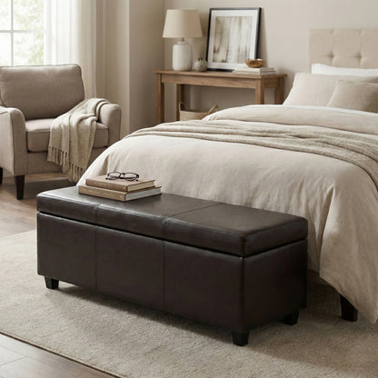 Tanners Brown Vegan Leather | Avalon Storage Ottoman in Vegan Leather