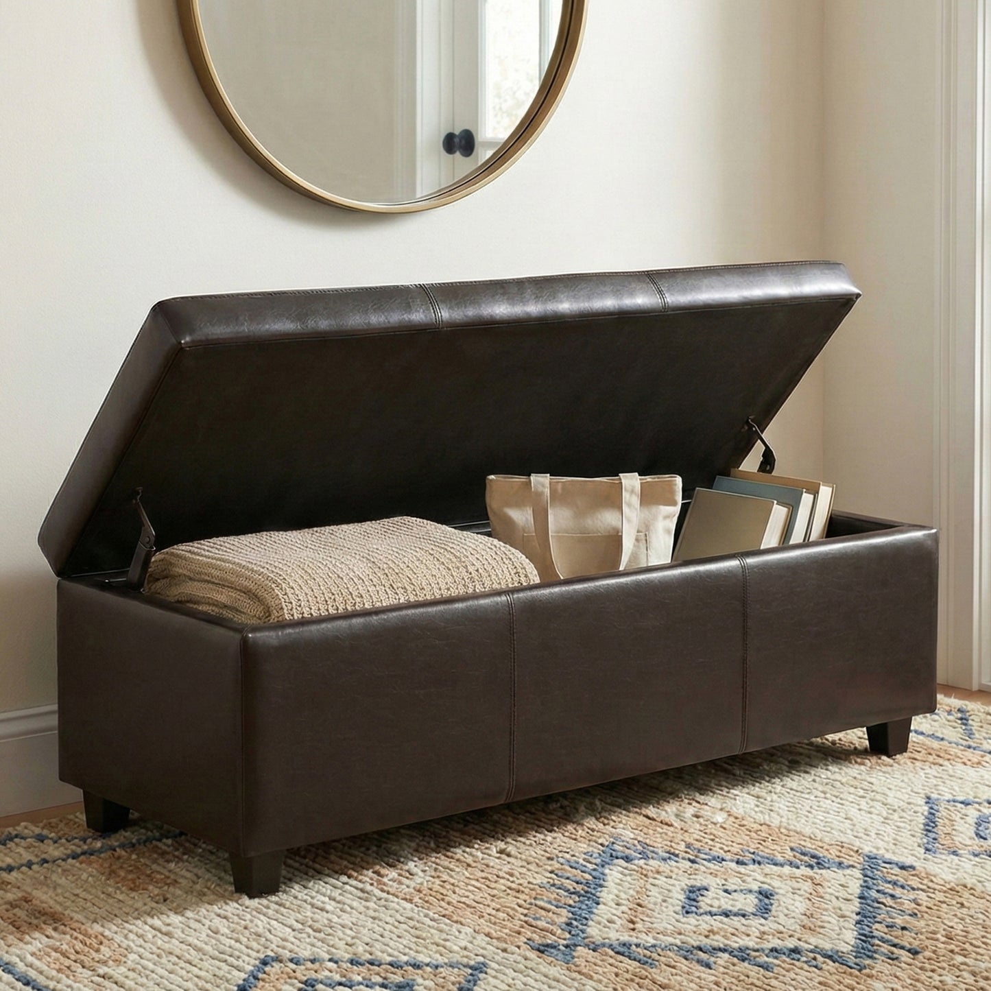 Tanners Brown Vegan Leather | Avalon Storage Ottoman in Vegan Leather