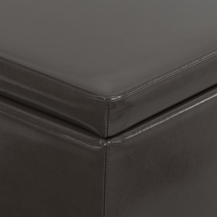 Tanners Brown Vegan Leather | Avalon Storage Ottoman in Vegan Leather