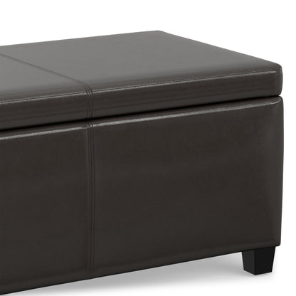 Tanners Brown Vegan Leather | Avalon Storage Ottoman in Vegan Leather