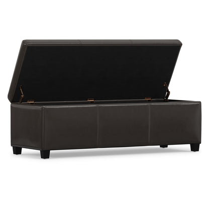 Tanners Brown Vegan Leather | Avalon Storage Ottoman in Vegan Leather