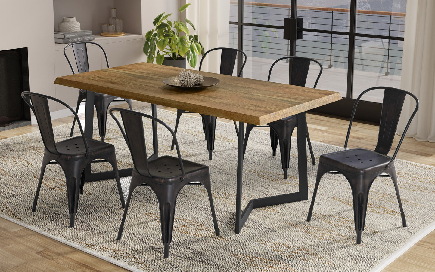 Distressed Black and Copper | Fletcher / Watkins 7 Piece Dining Set