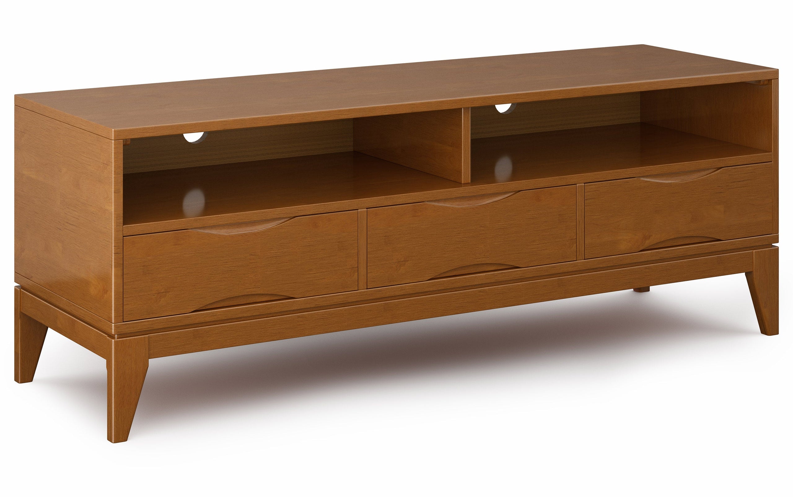 Teak Brown | Harper 60W TV Stand with Set of Two 24W 4 Shelf Bookcases w/ Drawer