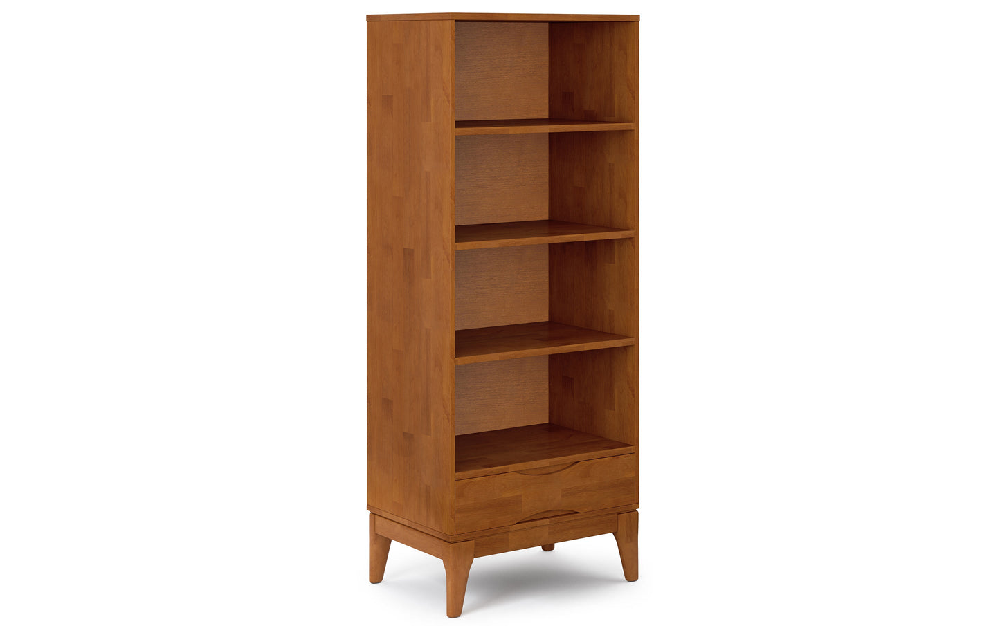 Teak Brown | Harper 60W TV Stand with Set of Two 24W 4 Shelf Bookcases w/ Drawer