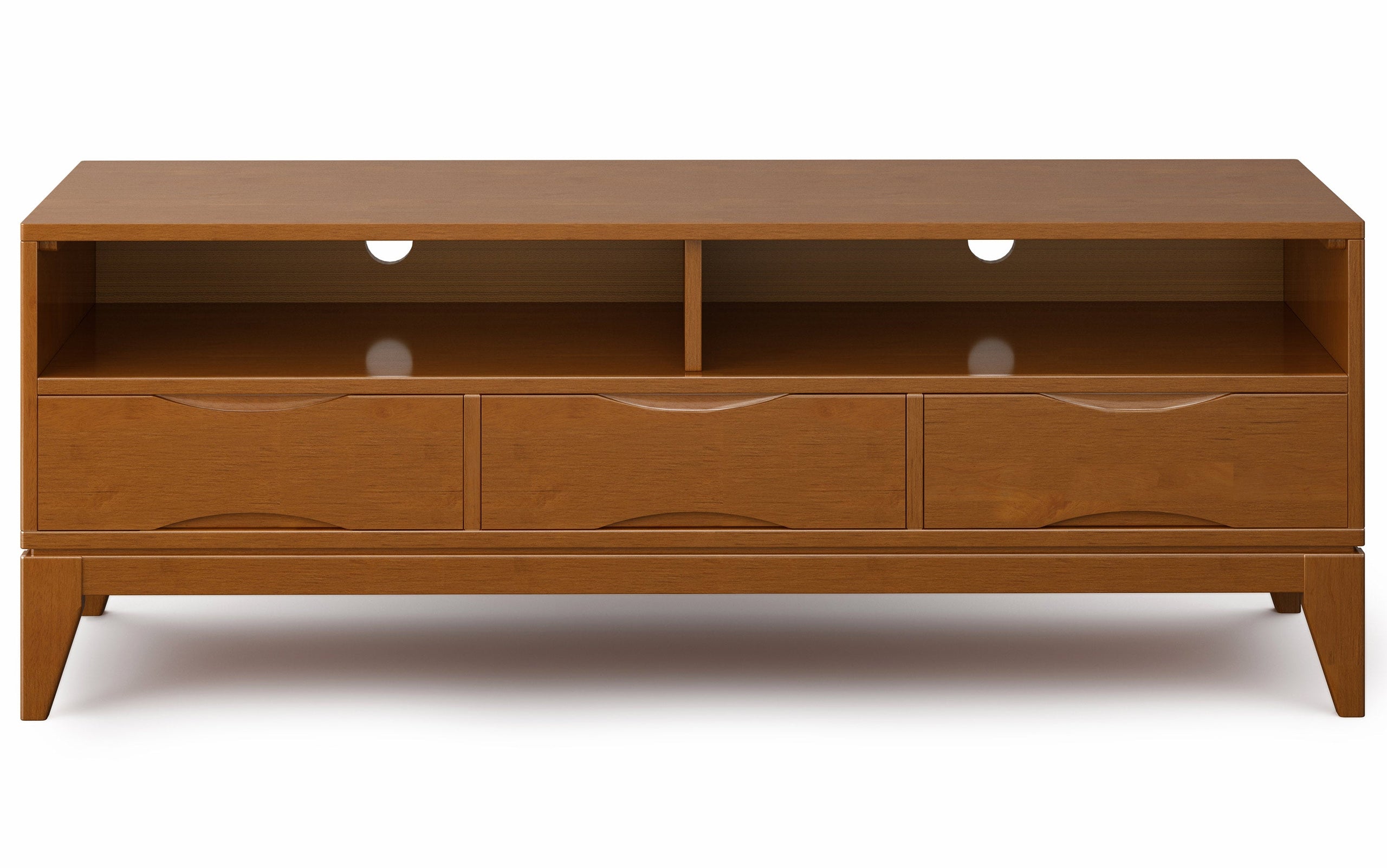 Teak Brown | Harper 60W TV Stand with Set of Two 24W 4 Shelf Bookcases w/ Drawer