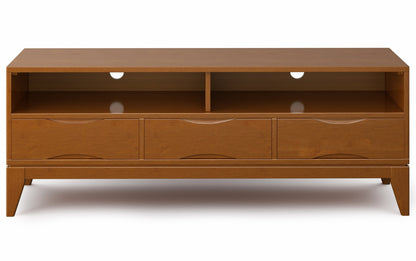 Teak Brown | Harper 60W TV Stand with Set of Two 24W 4 Shelf Bookcases w/ Drawer