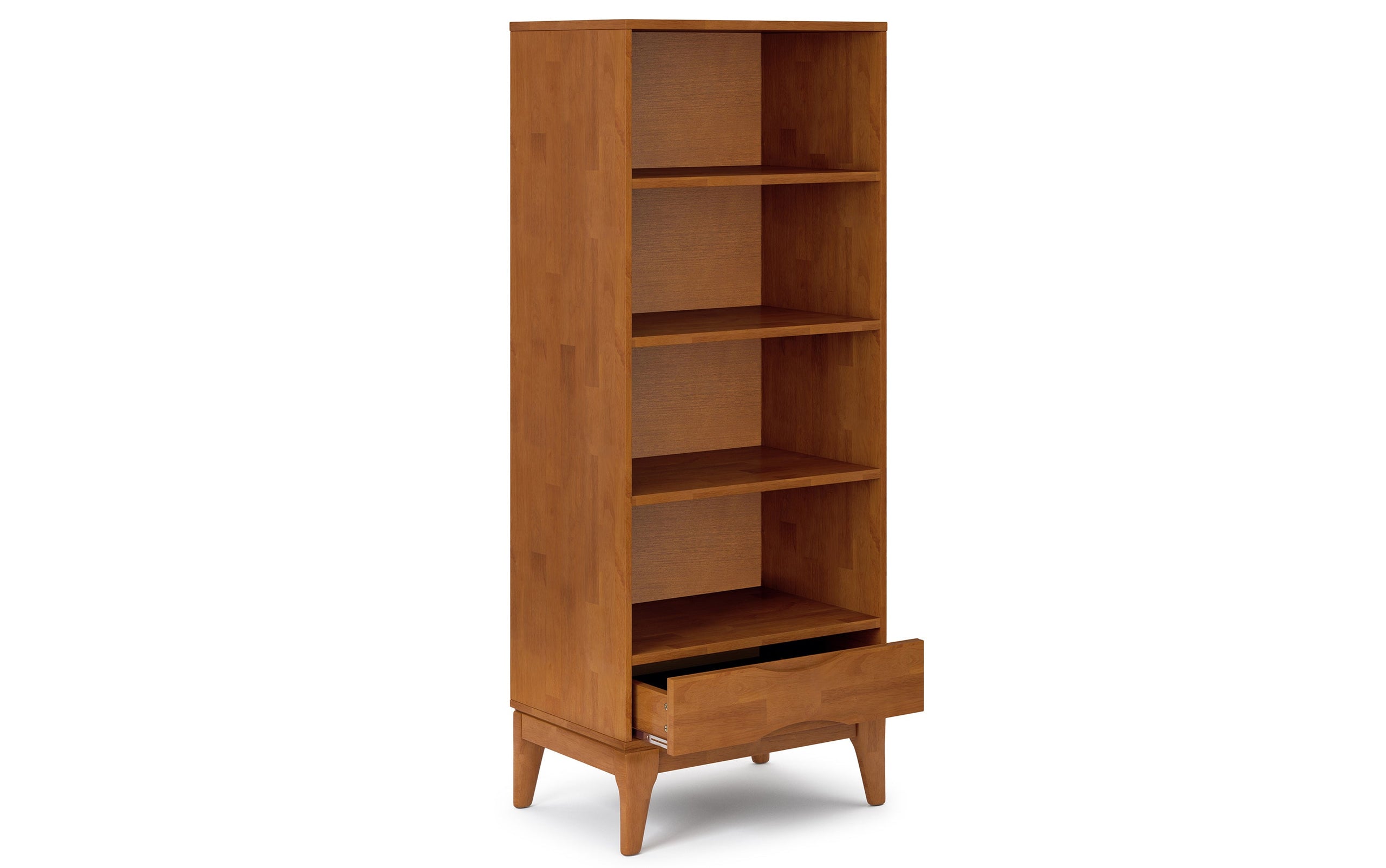 Teak Brown | Harper 60W TV Stand with Set of Two 24W 4 Shelf Bookcases w/ Drawer