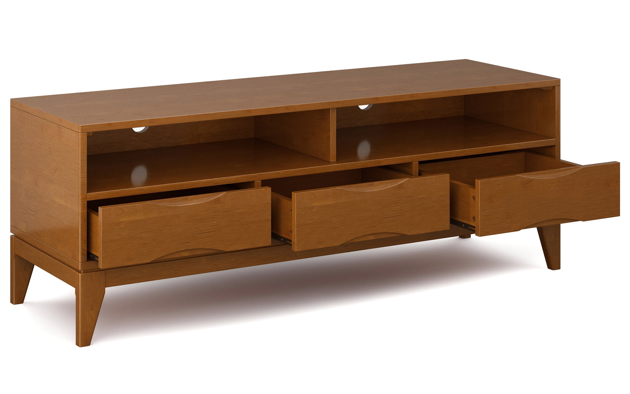 Teak Brown | Harper 60W TV Stand with Set of Two 24W 4 Shelf Bookcases w/ Drawer