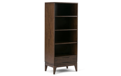 Walnut Brown | Harper 60W TV Stand with Set of Two 24W 4 Shelf Bookcases w/ Drawer