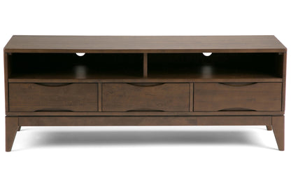 Walnut Brown | Harper 60W TV Stand with Set of Two 24W 4 Shelf Bookcases w/ Drawer