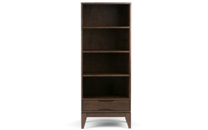 Walnut Brown | Harper 60W TV Stand with Set of Two 24W 4 Shelf Bookcases w/ Drawer