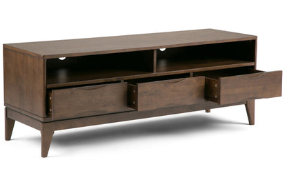 Walnut Brown | Harper 60W TV Stand with Set of Two 24W 4 Shelf Bookcases w/ Drawer