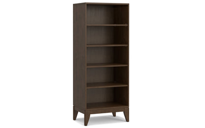 Walnut Brown | Harper 72W Low TV Stand with Set of Two 24W 5 Shelf Bookcases