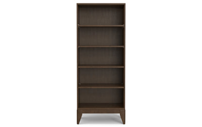 Walnut Brown | Harper 72W Low TV Stand with Set of Two 24W 5 Shelf Bookcases