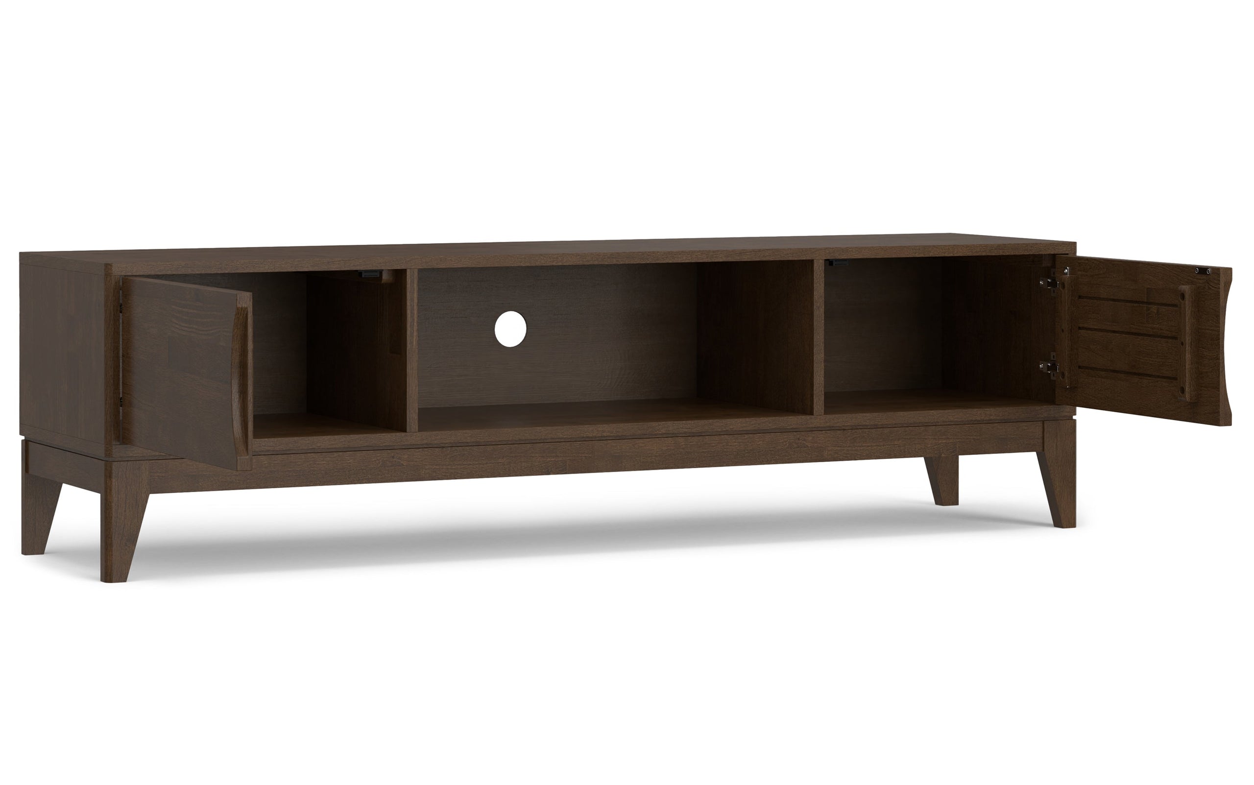 Walnut Brown | Harper 72W Low TV Stand with Set of Two 24W 5 Shelf Bookcases