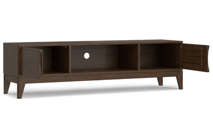Walnut Brown | Harper 72W Low TV Stand with Set of Two 24W 5 Shelf Bookcases