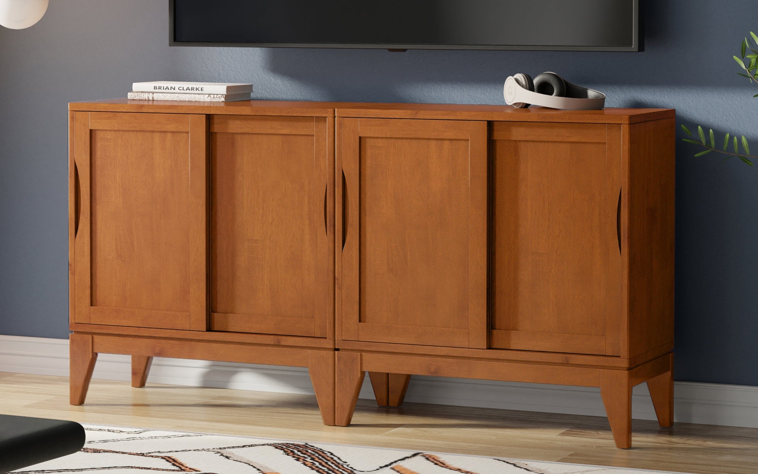 Teak Brown | Harper 30W Storage Cabinet with Doors Set of 2