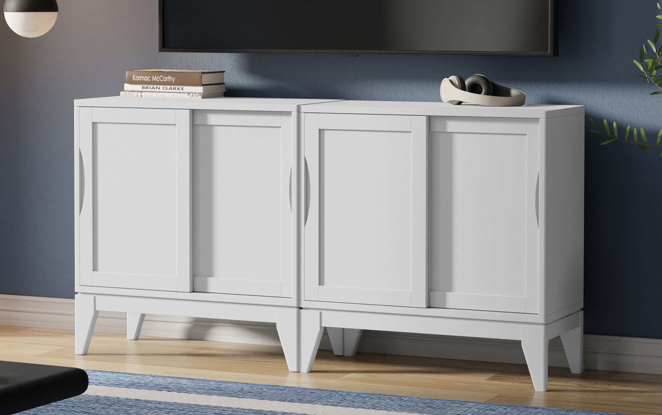 White | Harper 30W Storage Cabinet with Doors Set of 2