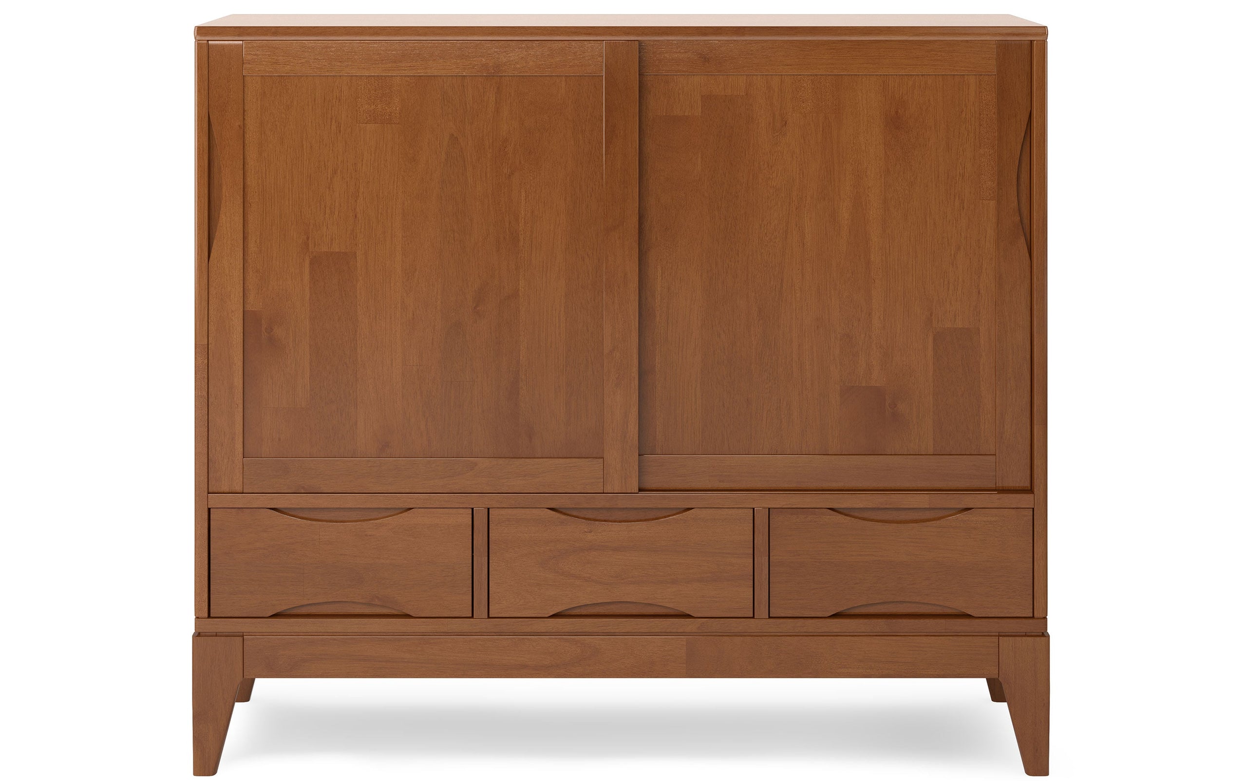 Teak Brown | Harper 48W Tall Storage Cabinet with Doors and 3 Drawers Set of 2