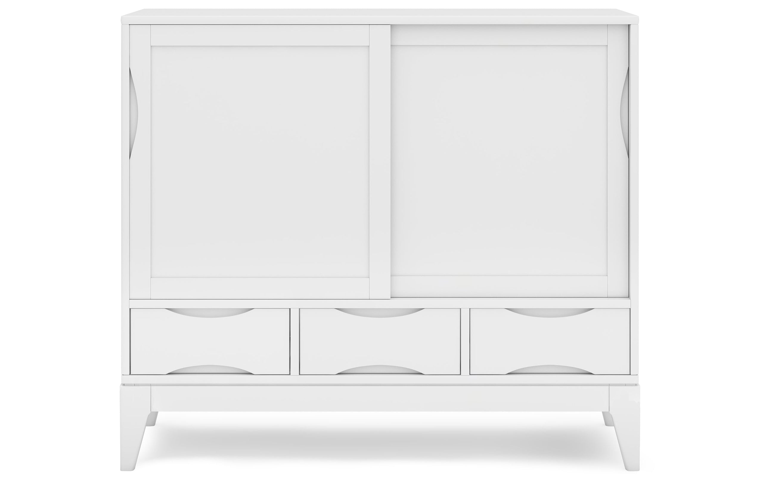 White | Harper 48W Tall Storage Cabinet with Doors and 3 Drawers Set of 2