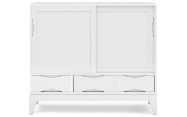 White | Harper 48W Tall Storage Cabinet with Doors and 3 Drawers Set of 2